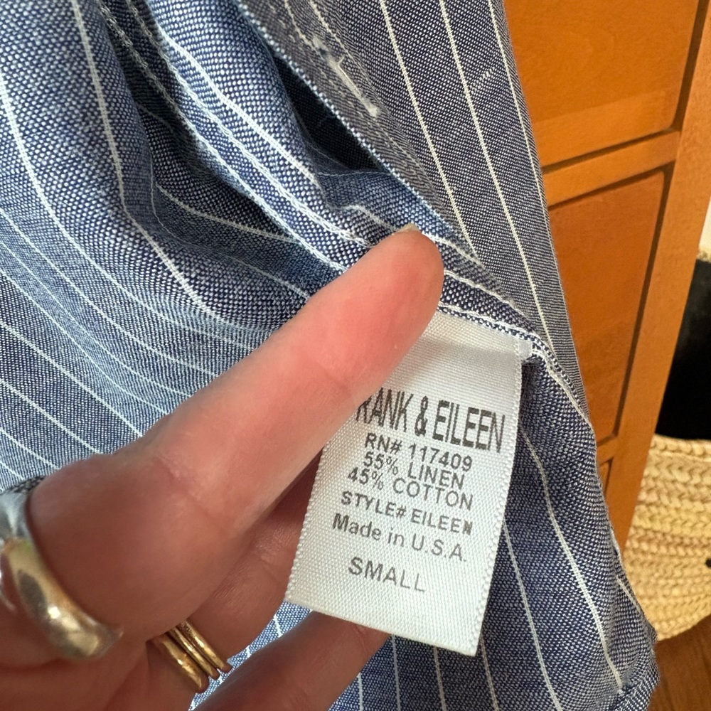 Frank & Eileen Relaxed Navy Striped Button Up Shirt - Picture 13 of 13